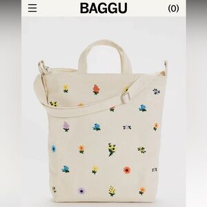 NWT Baggu Zip Duck Bag, Embroidered Ditsy Floral